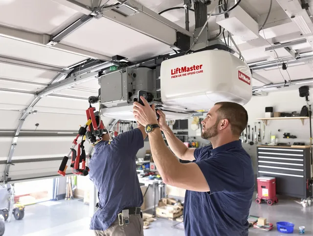 Weddington Garage Door Repair technician performing advanced diagnostics on garage opener in Weddington