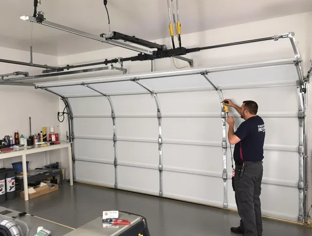 Weddington Garage Door Repair certified technician performing overhead door system repair in Weddington
