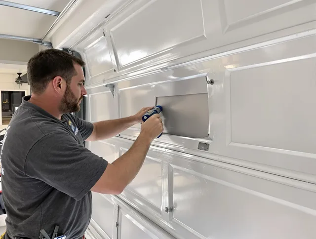 Garage door panel repair by Weddington Garage Door Repair in Weddington