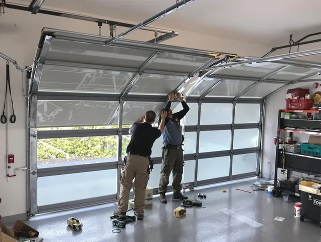 Weddington Garage Door Repair expert performing precise panel replacement on Weddington garage door