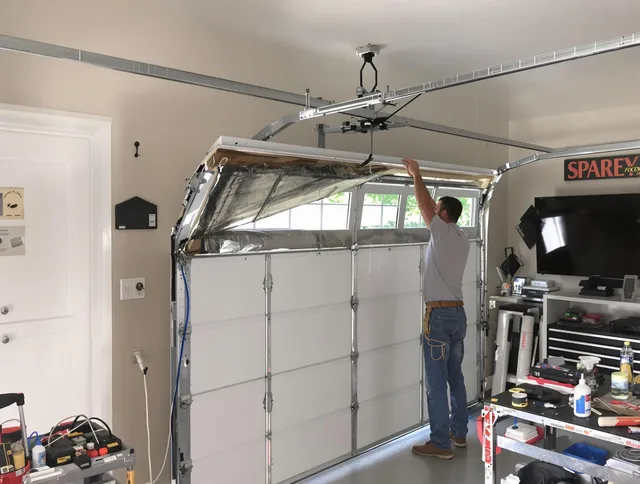 Garage door section replacement by Weddington Garage Door Repair in Weddington